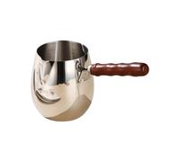 Cafeteras de acero inoxidable con lateral de madera, 600ml | lateral de madera con cuerpo de acero inoxidable y boquilla vertedora para espumar leche expreso, servicio de