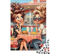 Cafetería Chicas Caricatura Puzzle de 1000 Piezas para Adultos Papel Juego de Puzzle 1000 Piezas Hora de Almuerzo Relajante Regalo Hogar 70x50cm/1000pcs