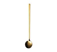 Cafetería Cuchara de acero inoxidable café postre con mango largo redonda, 1 pieza, dorado/plateado(Gold,13cm)