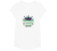 Cafetería Queen: Humor Regal Food Service para Las Damas del Almuerzo Camiseta, Niñas, Blanco, Pequeña