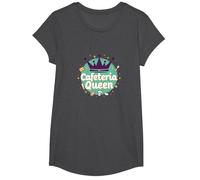 Cafetería Queen: Humor Regal Food Service para Las Damas del Almuerzo Camiseta, Niñas, Jaspeado Oscuro, Pequeña