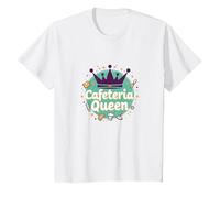 Cafetería Queen: Humor Regal Food Service para Las Damas del Almuerzo Camiseta, Niños, Blanco, 3 años