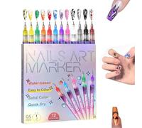 Cafeteriap 12 Colors Nail Art Pens Set,2026 New DIY Nail Art Markers for Gel Nails,3D Nails Polish Pen for Art Drawing Painting Point Dotting Manicure Tools (1set (12pcs))
