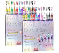 Cafeteriap/Cafeterias 12 Colors Nail Art Pens Set, Manicure Art Markers for Gel Nails, Quickly Dry ManicureArt Nail Diy Decoration,For Arts Drawing Painting (2)