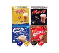 Caff?luxe Lote de c?psulas de chocolate caliente ? 32 unidades compatibles con m?quinas Dolce Gusto ? Twix, Mars, Milky Way, Maltesers ? 4 paquetes de