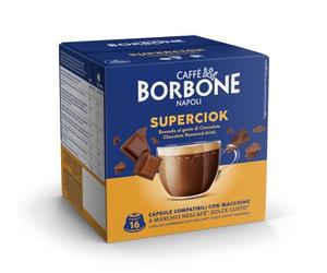 Caffè Borbone Superciock - Bebida con sabor a chocolate - 64 cápsulas (4 envases de 16) - Compatibles con las máquinas Nescafé, Dolce Gusto, 1 Item