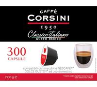 Caffè Corsini - Cápsulas de Café Compatibles con Dolce Gusto Classico Italiano, Sabor Intenso, 300 Cápsulas