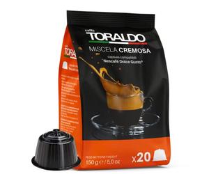 CAFFÈ TORALDO | Compatible Dolce Gus* | Café seleccionado, tostado y tostado en Italia | Excelencia del café Napoletano - Mezcla cremosa 100 piezas