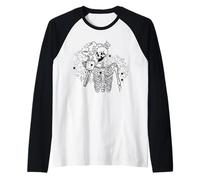 Caffeinated Skeleton Graphic Y2K For Women Goth Coffee Mom Camiseta Manga Raglan