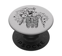 Caffeinated Skeleton Graphic Y2K For Women Goth Coffee Mom PopSockets PopGrip Adhesivo