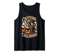 Caffeine and Cauldrons Coffee Witches Ghosts Halloween Camiseta sin Mangas