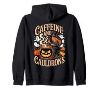 Caffeine and Cauldrons Coffee Witches Ghosts Halloween Sudadera con Capucha