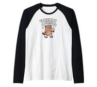 Caffeine Is My Love Language Cute Beaver Roller Skating Camiseta Manga Raglan