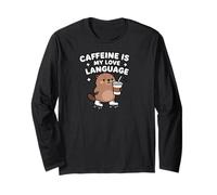 Caffeine Is My Love Language Cute Beaver Roller Skating Manga Larga