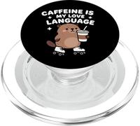 Caffeine Is My Love Language Cute Beaver Roller Skating PopSockets PopGrip para MagSafe