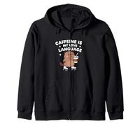 Caffeine Is My Love Language Cute Beaver Roller Skating Sudadera con Capucha