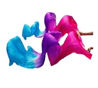 CaFfen Abanico Velo De Seda Danza Abanico de Seda for Danza del Vientre, Velo Real, rayón, 1 Mano Izquierda + Derecha(FS57,150cm Imitation Silk)