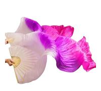 CaFfen Abanico Velo De Seda Danza Abanico de Seda for Danza del Vientre, Velo Real, rayón, 1 Mano Izquierda + Derecha(FS16,150x90cm Real Silk)