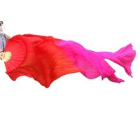 CaFfen Abanico Velo De Seda Danza Abanico de Seda for Danza del Vientre, Velo Real, rayón, 1 Mano Izquierda + Derecha(FS93,150x90cm Real Silk)