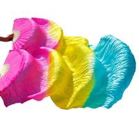 CaFfen Abanico Velo De Seda Danza Abanico de Seda for Danza del Vientre, Velo Real, rayón, 1 Mano Izquierda + Derecha(FS303,120x90cm Real Silk)