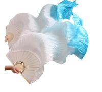 CaFfen Abanico Velo De Seda Danza Abanico de Seda for Danza del Vientre, Velo Real, rayón, 1 Mano Izquierda + Derecha(FS33,120cm Imitation Silk)