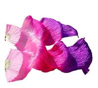 CaFfen Abanico Velo De Seda Danza Abanicos de Seda for Danza del Vientre Real/rayón for Mano Izquierda y Derecha 19,180x90cm Real Silk