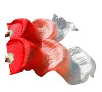 CaFfen Abanico Velo De Seda Danza Abanicos de Seda for Danza del Vientre Real/rayón for Mano Izquierda y Derecha 12,230x90cm Real Silk