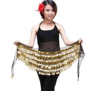 CaFfen Danza del Vientre Cinturón Pesado de 5 Capas con Monedas for Danza del Vientre, pañuelo for la Cadera, Banda for Cintura, cinturón Baile Multicolor for Bailarina(Noir)