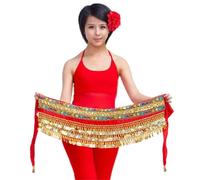 CaFfen Danza del Vientre Traje De Dança Do Ventre Roupas Cinto Bellydance Cintura Corrente Hip Cachecol Feminino Menina(Red)