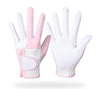 CaFfen Guante Golf Guantes de Golf y Tenis for Mujer, Antideslizantes, Transpirables, Microfibra, Color Rosa Azul, un par Guantes Moda(Pink.,20)