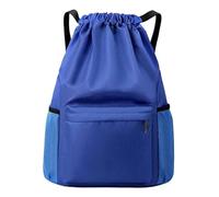 CaFfen Mochila Cuerdas Bolsa de baloncesto y fútbol gran capacidad, impermeable, con separación ropa seca húmeda, for traje baño, doble hombro cordón ajustable(Blue L)