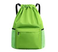 CaFfen Mochila Cuerdas Bolsa de baloncesto y fútbol gran capacidad, impermeable, con separación ropa seca húmeda, for traje baño, doble hombro cordón ajustable(Green)
