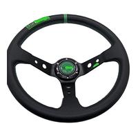 CaFfen Volante Desplazado Juego de Carreras Universal Volante de 14 Pulgadas 35 0mm Cuero Negro a la Deriva CLORURO DE POLIVINILO Rueda de Plato Profundo Volante Deportivo