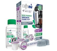 Caffenu Kit limpiador y descalcificador compatible con Keurig. 2 usos de solución descalcificadora, 3 cápsulas de limpieza y 2 filtros de repuesto. Kit de mantenimiento de 3 meses. Para Keurig 1.0 y