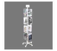 CAFIEDR Estante de exhibición de Bolsillos Ajustables, Soporte Giratorio para Tarjetas Postales de felicitación navideñas, Soporte Vertical Plegable para periódicos y r(Blanco 45x45x167cm)