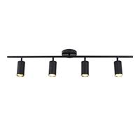 CAFIEDR Foco de Techo LED Moderno con riel Ajustable Dorado, Paquete de 2, Aplique de Pared Giratorio Flexible, Foco Interior Compatible con Dormitorio y Sala de Estar, 4 Luces, Color Negro