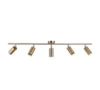 CAFIEDR Foco de Techo LED Moderno con riel Ajustable Dorado, Paquete de 2, Aplique de Pared Giratorio Flexible, Foco Interior Compatible con Dormitorio y Sala de Estar, 5 Luces Doradas