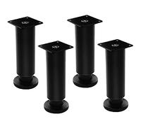 CAFIEDR Juego De 4 Patas Ajustables para Muebles, De Acero Inoxidable, para Armarios, Sofás, Etc. Incluye Tornillos..Black-25cm/9.8in