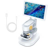 CAFIEDR Kit de microscopio portátil, Lupa de vídeo electrónica con Pantalla LCD de 1200x 9, microscopio Digital biológico, microscopio de Laboratorio Recargable por USB
