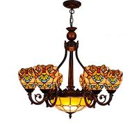 CAFIEDR Lámpara de araña para Comedor, Estilo, Estilo Barroco Retro Europeo, Creatividad, vitrales, para Sala de Estar, Comedor, Dormitorio, 6 8 Luces, lámpara Colgante con Soporte de Bronce Rojo CAF