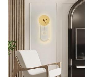 CAFIEDR Lámpara de Pared de Metal para Interiores con Reloj Redondo LED Moderno para Dormitorio, Estudio o decoración de Pared, 28 W, Forma Vintage para escaleras.