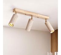 CAFIEDR Lámpara de Techo empotrada WABI Sabi de 3 Luces de travertino Amarillo, lámpara Industrial Vintage para Interiores (Color Tronco)