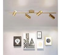 CAFIEDR Lámpara de Techo LED, Foco de Techo Giratorio de 4 vías, Casquillo GU10, Foco de Techo Redondo de Metal Dorado con Ajuste de 360°, Luces de Pared giratorias para Kit