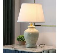 CAFIEDR Lámparas de Mesa de cerámica, Horno se vuelve Verde/Horno se vuelve Azul Lámpara de Noche Moderna de 20.4" Lámpara de mesita de Noche para Dormitorio Sala de es(A Lampshade B)