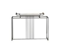 CAFIEDR Mesa de Centro Mesa Auxiliar de mármol para sofá, Escritorio de Pasillo Estrecho con Estructura de Metal para Entrada de Dormitorio, Mesa Consola Negra, 80 × 30