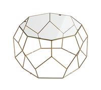 CAFIEDR Mesa de Centro Mesa Auxiliar de Metal, Mesa de balcón de Vidrio, Mesa Redonda pequeña, Mesa de Flores, Mesa de Centro pequeña -60 cm × 60 cm × 43 cm