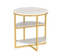 CAFIEDR Mesa De Centro Mesa Auxiliar, Mesita De Noche, Mesa De Centro con 3 Estantes para Sala De Estar, Dormitorio, Estructura De Metal Estable,50x50x60cm