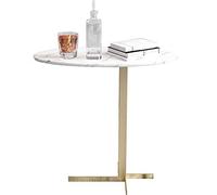 CAFIEDR Mesa De Centro Mesa Auxiliar Ovalada para Sofá, Mesa De Salón con Balcón, Mesita De Noche Simple, Tablero De Mármol, Estructura De Metal -50cm*25cm*50cm