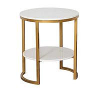 CAFIEDR Mesa De Centro Mesa Auxiliar para Sofá De 2 Pisos, Mesa De Centro para Sala De Estar, Mesita De Noche para Dormitorio, Mesa De Mármol, Estructura De Metal -50X,A