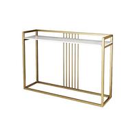 CAFIEDR Mesa De Centro Mesa Consola, Mesa De Porche De Mármol con Decoración De Sala De Estar De Hierro Forjado Dorado, 23,6 × 11,8 × 31,4 Pulgadas